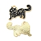 Alloy Enamel Pendants, Golden, Cat Charm, Black, 18x26.5x1.5mm, Hole: 2mm