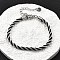 304 Stainless Steel Nylon Cord String Bracelets, Twisted Rope Bracelets for Men Women, Two Tone, Stainless Steel Color, 7-1/8 inch(18cm)