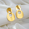 Elegant Stainless Steel Oval Dangle Stud Earrings, Golden, 56x32.07mm