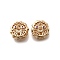 Brass Micro Pave Magenta Cubic Zirconia Beads, God of Wealth Zaki Ram, Real 18K Gold Plated, 11.5x10.5x6mm, Hole: 1.8mm