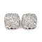 Brass Micro Pave Clear Cubic Zirconia Beads, Square, Pink, 11x11x7mm, Hole: 1.8mm