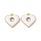 304 Stainless Steel Enamel Pendants, Heart Charms, Real 18K Gold Plated, PVD Vacuum Plating, White, 18x18.5x4mm, Hole: 1.5mm