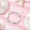 Starfish & Turtle Synthetic Turquoise Beads Braided Bead Bracelets for Women, White, Inner Diameter: 1-5/8~3-1/4 inch(4.1~8.3cm)
