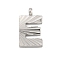 304 Stainless Steel Charms, Handmade Engrave Figure, Full Polished, Stainless Steel Color, Letter E, 14x7.5x2mm, Hole: 1.8mm