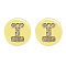 Brass Micro Pave Clear Cubic Zirconia Beads, Flat Round with Letter, Letter.I, 7.5x6.5mm, Hole: 3.5mm, 3pcs/bag