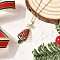 Aluminum & Green Glass Christmas Tree Pendant 304 Stainless Steel Cable Chain Necklaces, Golden, Red, 17.91 inch(45.5cm)