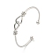 Cross Knot Brass Open Cuff Bangles for Women, Platinum, Inner Diameter: 1-7/8x2-1/4 inch(4.8x5.7cm)