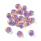 Two Tone Transparent Resin Beads, Imitation Cat Eye Beads, Rondelle, with Glitter Powder, Purple, 10x6mm, Hole: 1.5mm