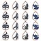 20Pcs 4 Styles Printed Animal Wood Big Pendants, Hollow Teardrop Charms, Blue, 58x40x2.4mm, Hole: 1.8mm, 5pcs/style