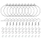 67Pcs 4 Styles 304 Stainless Steel Wire Pendants, Hoop Earring Findings with Open Jump Rings and Plastic Ear Nut, Stainless Steel Color, 4~40x4~37mm, Hole: 0.8~1mm