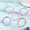 5Pcs 5 Colors 304 Stainless Steel Puffed Heart Charm Bracelets, Handmade Polymer Clay Heishi Beaded Stretch Bracelets for Women, Mixed Color, Inner Diameter: 2-1/8 inch(5.3cm), 1pc/color