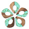 Transparent Resin & Walnut Wood Pendants, with Gold Foil, Teardrop, Pale Turquoise, 32.5x27.5x3mm, Hole: 2mm
