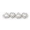 Brass Micro Pave Clear Cubic Zirconia Connector Charms, 4-Heart, Cadmium Free & Lead Free, Long-Lasting Plated, Rack Plating, Platinum, 44.5x10x6mm, Hole: 1.2mm