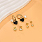 3 Pairs Elegant Stainless Steel Earring Sets, Real 18K Gold Plated, Black, 5~12mm