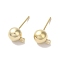 Brass Studs Earrings Finding, Lead Free & Cadmium Free, Round, Real 24K Gold Plated, 17x6mm, Hole: 1.4mm, Pin: 12x1mm