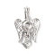Alloy Bead Cage Pendants, Hollow Cage Charms for Chime Ball Pendant Making, Platinum, Wing, 30x18x9mm, Hole: 5x3mm
