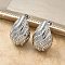 304 Stainless Steel Teardrop Stud Earrings, with Rhinestone, Stainless Steel Color, 26x17mm