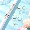 3Pcs Copper Wire Wrapped Gemstone Faceted Round Bead Finger Rings for Women, Golden, Star & Lightning Bolt & Moon, 4~15mm, Inner Diameter: 18~19mm