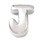Brass Initial Beads, Platinum, Long-Lasting Plated, Rack Plating, Lead Free & Cadmium Free, Letter J, 21x15.5x7mm, Hole: 8.5x4mm