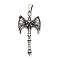 Halloween 316 Surgical Stainless Steel Pendants, Bat with Skull, Antique Silver, 56.5x29x8.5mm, Hole: 9x4.5mm