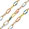 304 Stainless Steel Enamel Cable Chains, Soldered, with Spool, Ion Plating(IP), Real 18K Gold Plated, Mixed Color, 6.5x3x0.5mm, about 32.81 Feet(10m)/Roll