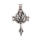 304 Stainless Steel Pendants, Cross with Wing & Skull Charm, Antique Silver, 48x30.5x6mm, Hole: 9x5mm
