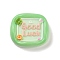 Square Cartoon Word Good Luck Opaque Resin Decoden Cabochons, Green, 24x27x6.5mm