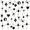 32pcs 16 Styles Alloy Enamel Pendants, Platinum, Mixed Shapes, Black, 11.2~31.2x9~23.5mm, Hole: 1.5~2.7mm, 2pcs/style