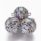 Brass Micro Pave Cubic Zirconia Magnetic Clasps with Loops, Round, Colorful, Platinum, 18x14.5mm, Hole: 1.4mm