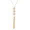 Flat Round Hollow Out Alloy Pendant Tassel Y Necklaces for Women, Golden, 23.62 inch(60cm)