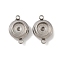 304 Stainless Steel Connector Cabochon Settings, Flat Round, Stainless Steel Color, Tray: 6mm, 14.5x10x4mm, Hole: 1.4mm
