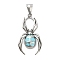 316 Surgical Stainless Steel Pendants, with Enamel, Spider Charms, Light Sky Blue, 41x22.5x5mm, Hole: 9x4.5mm