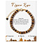 Adjustable Natural Tiger Eye Bead Bracelets, Round Brass Bracelets for Women, 1/4 inch(0.6cm)