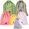 6Pcs 3 Sizes 2 Colors Polyethylene Waterproof Drawstring Storage Bags, Rectangle, Mixed Color, 32~41.3x27.2~37.3x0.2~0.3cm, 1pc/style