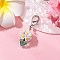 Resin & Glass Beaded Pendant Decorations, with Alloy Lobster Claw Clasps, Flowerpot, White, 40mm