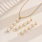 Elegant Stainless Steel & Round Plastic Imitation Pearl Stud Earrings & Necklaces Sets for Women, White