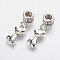 Tibetan Style Alloy Kitten European Dangle Charms, Large Hole Pendants, Cat, Antique Silver, 28.5mm, Hole: 5mm, Pendant: 17x8.5x2mm