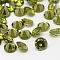 Cubic Zirconia Cabochons, Grade A, Faceted, Diamond, Olive, 5x3mm