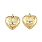 304 Stainless Steel Enamel Charms, Heart with Evil Eye, Ion Plating(IP), Manual Polishing, Real 18K Gold Plated, 14x13x2mm, Hole: 1.4mm