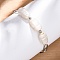 304 Stainless Steel Paperclip Chain Bracelets for Women, with Natural Pearl Beaded, Stainless Steel Color, 6-3/4 inch(17cm)