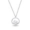 Rhodium Plated 925 Sterling Silver Pendant Necklaces, with Cable Chains, Riund Ring with Mountain, Platinum, 19.68 inch(50cm)