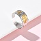 304 Stainless Steel Cuff Open Rings, Ion Plating(IP), Golden & Stainless Steel Color, Eye, Adjustable, 10mm