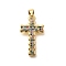 Rack Plating Brass Micro Pave Cubic Zirconia Pendants, Long-Lasting Plated, Lead Free & Cadmium Free, Cross Charms, Real 18K Gold Plated, 28.5x16.5x2mm, Hole: 5x3mm