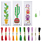 3 Sets 3 Style DIY Oval & Cactus Pattern Bookmark Cross-Stitch Kit, with Embroidery Threads, Fabric, Needle, Needle-Threading Device, Mixed Patterns, 225x80x1mm, 4~9 Colors, 1 set/style