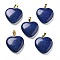 Dyed Blue Natural Sesame Jasper Pendants, with Brass Findings, Heart, 22~23x20x5mm, Hole: 6.5x3.5mm