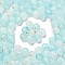 Frosted Transparent Acrylic Beads, Round, with Gold Foil & Glitter, Gradient Color, Azure, 8x7.5mm, Hole: 2mm