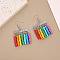 Bohemian Style Alloy Plastic Seed Beaded Chandelier Earrings, Rondelle, Antique Silver, 60x32mm