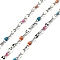 304 Stainless Steel Dapped Chains, with Enamel, Soldered, with Spool, Real 18K Gold Plated, Mixed Color, 2mm