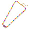Porcelain Fish Pendant Rainbow Color Glass Beaded Necklaces for Friends and Couples, Golden, Medium Purple, 16.54 inch(42cm)