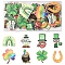 32Pcs 8 Styles St.Patrick's Day Themes Printed Wood Pendants, Mixed Color, 33~45x28~40x3mm, Hole: 1.8mm, 4pcs/style